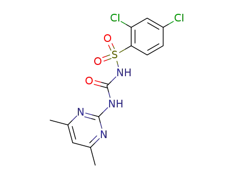 Molecular Structure of 64900-98-7 (Benzenesulfonamide,
2,4-dichloro-N-[[(4,6-dimethyl-2-pyrimidinyl)amino]carbonyl]-)