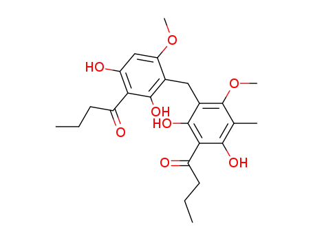 Molecular Structure of 1509-10-0 (1-[3-[[2,4-Dihydroxy-6-methoxy-5-methyl-3-(1-oxobutyl)phenyl]methyl]-2,6-dihydroxy-4-methoxyphenyl]-1-butanone)