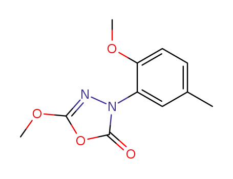 Molecular Structure of 98414-86-9 (1,3,4-Oxadiazol-2(3H)-one, 5-methoxy-3-(2-methoxy-5-methylphenyl)-)