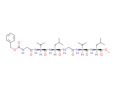 Molecular Structure of 62716-40-9 (L-Leucine,
N-[N-[N-[N-[N-[N-[(phenylmethoxy)carbonyl]glycyl]-L-valyl]-L-leucyl]glycyl]
-L-valyl]-, methyl ester)