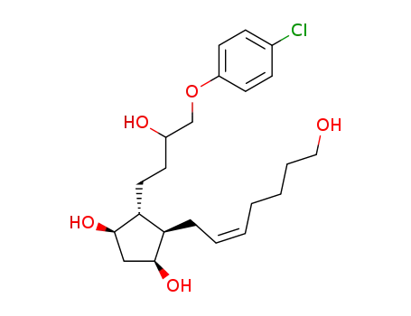 Molecular Structure of 61409-52-7 (1,3-Cyclopentanediol,
4-[4-(4-chlorophenoxy)-3-hydroxybutyl]-5-(7-hydroxy-2-heptenyl)-)