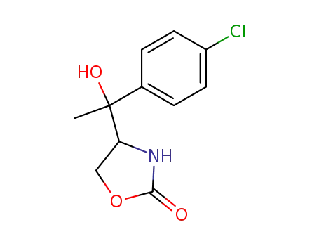 Molecular Structure of 62941-79-1 (2-Oxazolidinone, 4-[1-(4-chlorophenyl)-1-hydroxyethyl]-)