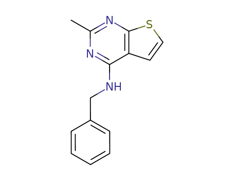 Molecular Structure of 63893-54-9 (Thieno[2,3-d]pyrimidin-4-amine, 2-methyl-N-(phenylmethyl)-)
