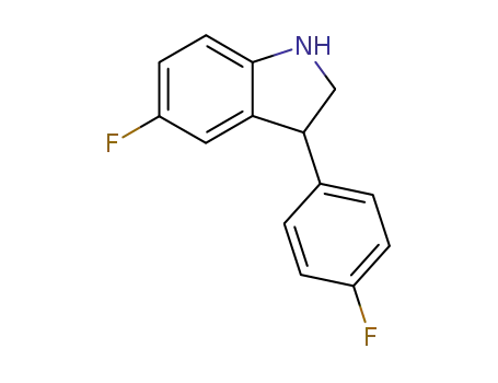 Molecular Structure of 62236-37-7 (1H-Indole, 5-fluoro-3-(4-fluorophenyl)-2,3-dihydro-)