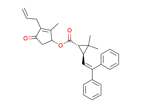 Molecular Structure of 22451-96-3 (Cyclopropanecarboxylic acid, 3-(2,2-diphenylethenyl)-2,2-dimethyl-,
2-methyl-4-oxo-3-(2-propenyl)-2-cyclopenten-1-yl ester)
