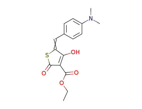 Molecular Structure of 10281-85-3 (3-Thiophenecarboxylicacid, 5-[[4-(dimethylamino)phenyl]methylene]-2,5-dihydro-4-hydroxy-2-oxo-,ethyl ester)
