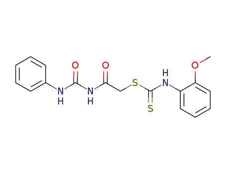 Molecular Structure of 66393-73-5 (Carbamodithioic acid, (2-methoxyphenyl)-,
2-oxo-2-[[(phenylamino)carbonyl]amino]ethyl ester)