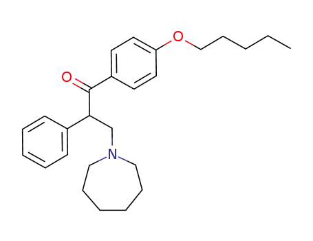 Molecular Structure of 63192-06-3 (1-Propanone,
3-(hexahydro-1H-azepin-1-yl)-1-[4-(pentyloxy)phenyl]-2-phenyl-)