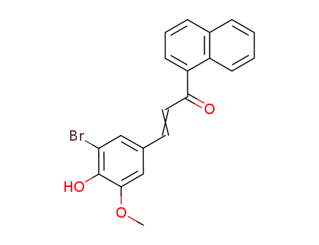 Molecular Structure of 65962-31-4 (2-Propen-1-one,
3-(3-bromo-4-hydroxy-5-methoxyphenyl)-1-(1-naphthalenyl)-)