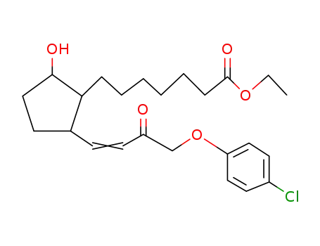 Molecular Structure of 61451-05-6 (Cyclopentaneheptanoic acid,
2-[4-(4-chlorophenoxy)-3-oxo-1-butenyl]-5-hydroxy-, ethyl ester)