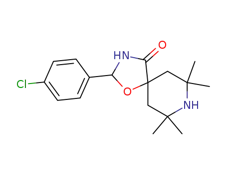 Molecular Structure of 64337-99-1 (1-Oxa-3,8-diazaspiro[4.5]decan-4-one,
2-(4-chlorophenyl)-7,7,9,9-tetramethyl-)