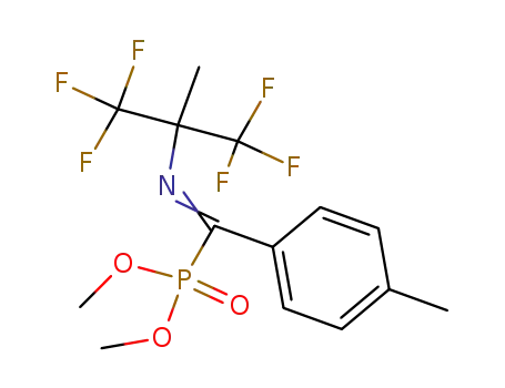 Molecular Structure of 61195-67-3 (Phosphonic acid,
[(4-methylphenyl)[[2,2,2-trifluoro-1-methyl-1-(trifluoromethyl)ethyl]imino]
methyl]-, dimethyl ester)