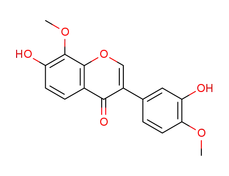 Molecular Structure of 53947-99-2 (4H-1-Benzopyran-4-one,
7-hydroxy-3-(3-hydroxy-4-methoxyphenyl)-8-methoxy-)