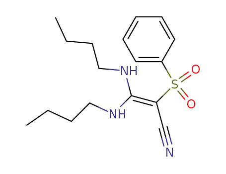 Molecular Structure of 64824-76-6 (2-Propenenitrile, 3,3-bis(butylamino)-2-(phenylsulfonyl)-)