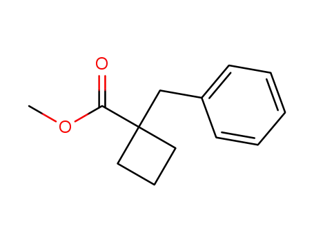 Molecular Structure of 62410-59-7 (Cyclobutanecarboxylic acid, 1-(phenylmethyl)-, methyl ester)