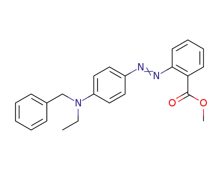 Molecular Structure of 59528-02-8 (Benzoic acid, 2-[[4-[ethyl(phenylmethyl)amino]phenyl]azo]-, methyl ester)