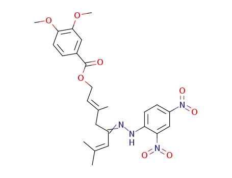 Molecular Structure of 66067-34-3 (Benzoic acid, 3,4-dimethoxy-,
5-[(2,4-dinitrophenyl)hydrazono]-3,7-dimethyl-2,6-octadienyl ester)