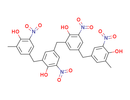 Molecular Structure of 59920-16-0 (Phenol,
2-[[4-hydroxy-3-[(4-hydroxy-3-methyl-5-nitrophenyl)methyl]-5-nitrophenyl]
methyl]-4-[(4-hydroxy-3-methyl-5-nitrophenyl)methyl]-6-nitro-)