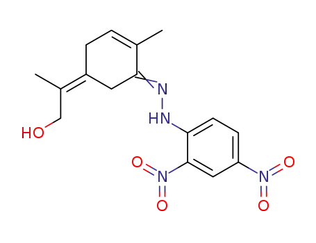 Molecular Structure of 61666-61-3 (2-Cyclohexen-1-one, 5-(2-hydroxy-1-methylethylidene)-2-methyl-,
(2,4-dinitrophenyl)hydrazone)