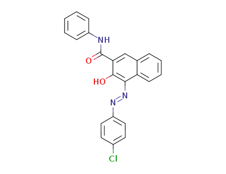 Molecular Structure of 18835-23-9 (2-Naphthalenecarboxamide,
4-[(4-chlorophenyl)azo]-3-hydroxy-N-phenyl-)