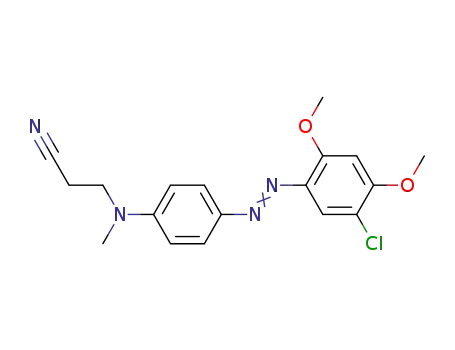 Molecular Structure of 59528-15-3 (Propanenitrile,
3-[[4-[(5-chloro-2,4-dimethoxyphenyl)azo]phenyl]methylamino]-)