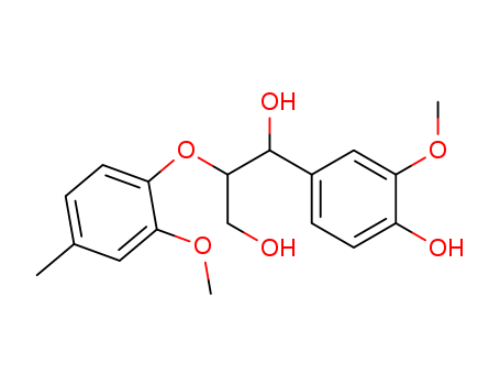 Molecular Structure of 17574-16-2 (1,3-Propanediol,
1-(4-hydroxy-3-methoxyphenyl)-2-(2-methoxy-4-methylphenoxy)-)