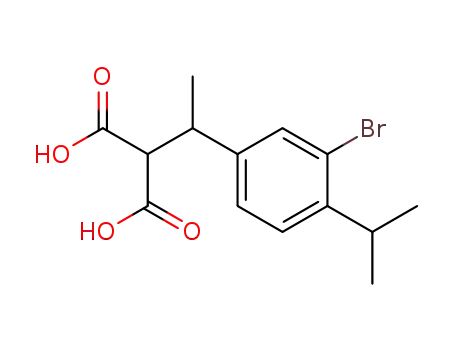 Molecular Structure of 65190-22-9 (Propanedioic acid, [1-[3-bromo-4-(1-methylethyl)phenyl]ethyl]-)
