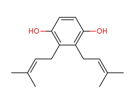 Molecular Structure of 132803-81-7 (1,4-Benzenediol, 2,3-bis(3-methyl-2-butenyl)-)