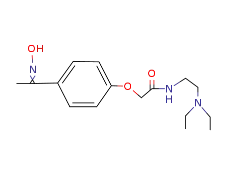 Molecular Structure of 29937-14-2 (Acetamide,
N-[2-(diethylamino)ethyl]-2-[4-[1-(hydroxyimino)ethyl]phenoxy]-)