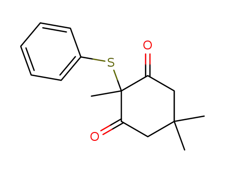 Molecular Structure of 61908-11-0 (1,3-Cyclohexanedione, 2,5,5-trimethyl-2-(phenylthio)-)