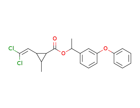 Molecular Structure of 64628-87-1 (Cyclopropanecarboxylic acid, 2-(2,2-dichloroethenyl)-3-methyl-,
1-(3-phenoxyphenyl)ethyl ester)