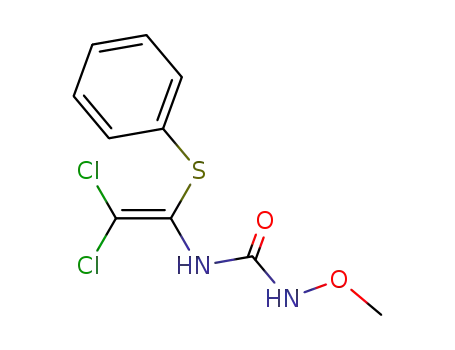 Molecular Structure of 62957-89-5 (Urea, N-[2,2-dichloro-1-(phenylthio)ethenyl]-N'-methoxy-)