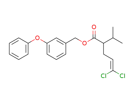 Molecular Structure of 67829-34-9 (4-Pentenoic acid, 5,5-dichloro-2-(1-methylethyl)-,
(3-phenoxyphenyl)methyl ester)