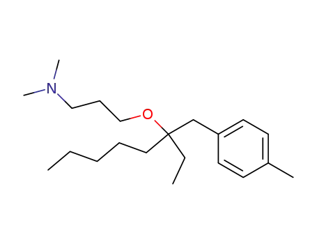 Molecular Structure of 65390-36-5 (1-Propanamine,
3-[[1-ethyl-1-[(4-methylphenyl)methyl]hexyl]oxy]-N,N-dimethyl-)