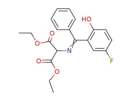 Molecular Structure of 66227-05-2 (Propanedioic acid,
[[(5-fluoro-2-hydroxyphenyl)phenylmethylene]amino]-, diethyl ester)