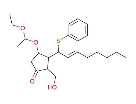 Molecular Structure of 64791-78-2 (Cyclopentanone,
4-(1-ethoxyethoxy)-2-(hydroxymethyl)-3-[1-(phenylthio)-2-octenyl]-)