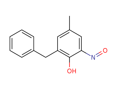 Molecular Structure of 59919-25-4 (Phenol, 4-methyl-2-nitroso-6-(phenylmethyl)-)