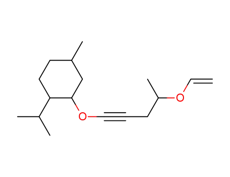 Molecular Structure of 62600-02-6 (Cyclohexane,
2-[[4-(ethenyloxy)-1-pentynyl]oxy]-4-methyl-1-(1-methylethyl)-)