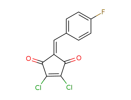 Molecular Structure of 64660-99-7 (4-Cyclopentene-1,3-dione, 4,5-dichloro-2-[(4-fluorophenyl)methylene]-)