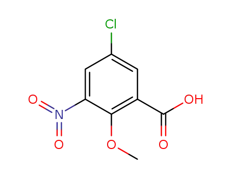 Molecular Structure of 89894-14-4 (Benzoic acid, 5-chloro-2-methoxy-3-nitro-)