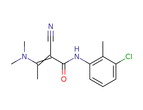 Molecular Structure of 63927-63-9 (2-Butenamide, N-(3-chloro-2-methylphenyl)-2-cyano-3-(dimethylamino)-)