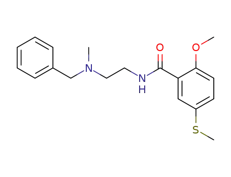 Molecular Structure of 64755-52-8 (Benzamide,
2-methoxy-N-[2-[methyl(phenylmethyl)amino]ethyl]-5-(methylthio)-)