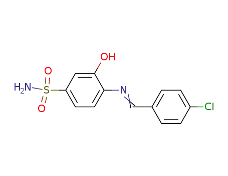 Molecular Structure of 64074-00-6 (Benzenesulfonamide, 4-[[(4-chlorophenyl)methylene]amino]-3-hydroxy-)