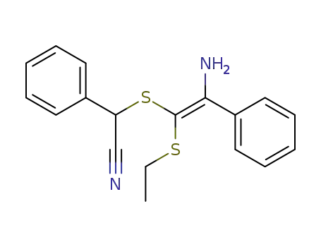 Molecular Structure of 61338-85-0 (Benzeneacetonitrile, a-[[2-amino-1-(ethylthio)-2-phenylethenyl]thio]-)