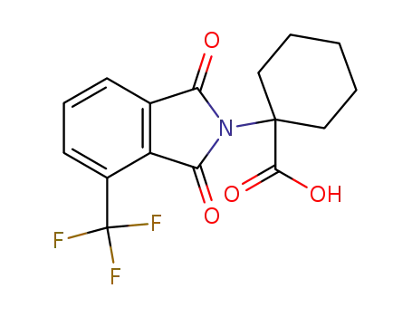 Molecular Structure of 51971-55-2 (Cyclohexanecarboxylic acid,
1-[1,3-dihydro-1,3-dioxo-4-(trifluoromethyl)-2H-isoindol-2-yl]-)