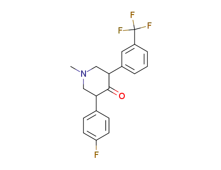 Molecular Structure of 62290-82-8 (4-Piperidinone, 3-(4-fluorophenyl)-1-methyl-5-[3-(trifluoromethyl)phenyl]-)