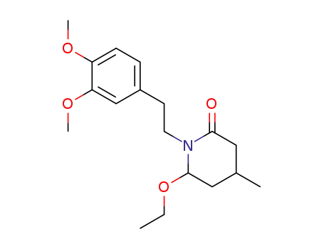 Molecular Structure of 62681-58-7 (2-Piperidinone, 1-[2-(3,4-dimethoxyphenyl)ethyl]-6-ethoxy-4-methyl-)