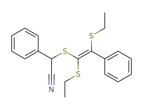 Molecular Structure of 61338-88-3 (Benzeneacetonitrile, a-[[1,2-bis(ethylthio)-2-phenylethenyl]thio]-)