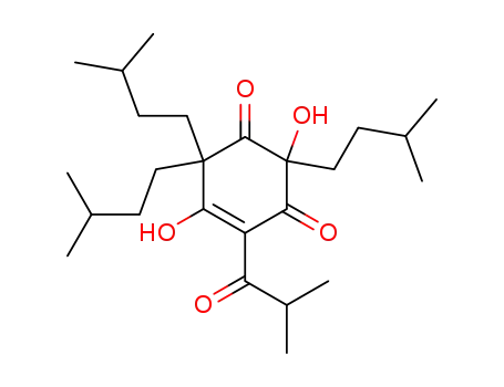 Molecular Structure of 61105-71-3 (4-Cyclohexene-1,3-dione,
2,5-dihydroxy-2,6,6-tris(3-methylbutyl)-4-(2-methyl-1-oxopropyl)-)