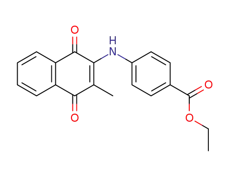 Molecular Structure of 62875-80-3 (Benzoic acid,
4-[(1,4-dihydro-3-methyl-1,4-dioxo-2-naphthalenyl)amino]-, ethyl ester)
